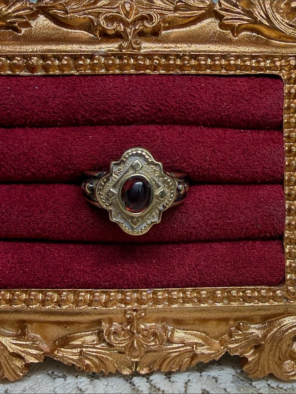 Rare Gerochristo Cyclades Faith Navigation Ruby 10K Vermeil Ring Sz 4.5
